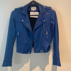 IRO Royal Blue Leather Jacket Size 0